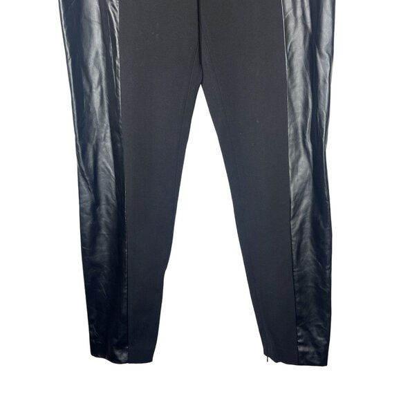 Tory Burch Pants Womens Medium Faux Leather Panels Black Ankle Zip Work Casual - Picture 3 of 13